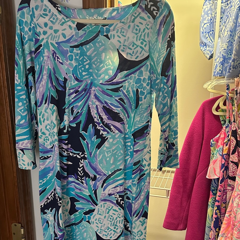 Lilly Pulitzer Blue and Purple Long Sleeve Dress